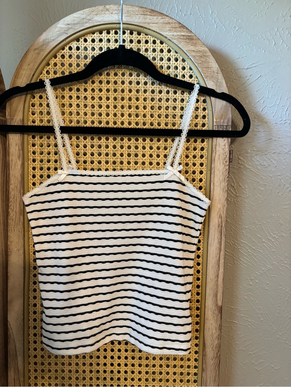 American Eagle Outfitters White and Black Striped Knit Cami